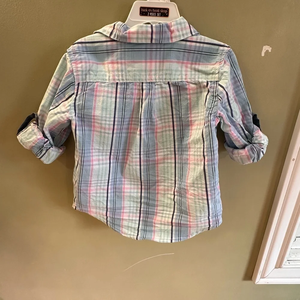3T Plaid Button Down Collared Toddler Kids Long Sleeve Shirt